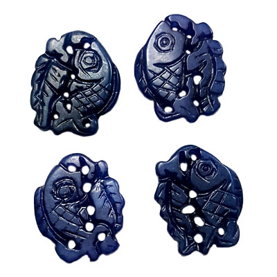 JADE SMALL PENDANT FISH 23X28MM BLUE (4 PCS)